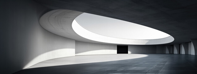 Wall Mural - empty abstract architecture building in minimal concrete design with open space floor courtyard whit