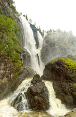 Poster - Mist in Huge Waterfall Near Bergen