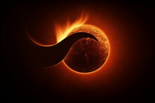 Partial Solar Eclipse With Moon Covering Sun. Generative AI