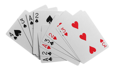 Wall Mural - Flying playing cards for poker and gambling, set isolated on white, clipping path