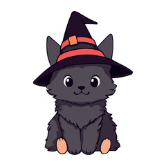 Sticker - halloween pet cat with cap