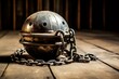 Close-up of an open shackle prison ball and chain on a dungeon floor, symbolizing incarceration and escape. Generative AI