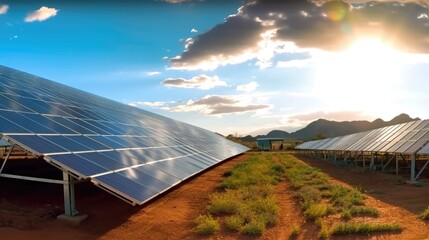 Canvas Print - panorama Alternative electricity source solar panels