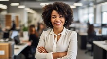 Successful Black Woman with a Captivating Smile Looking at the Camera, Leadership Concept