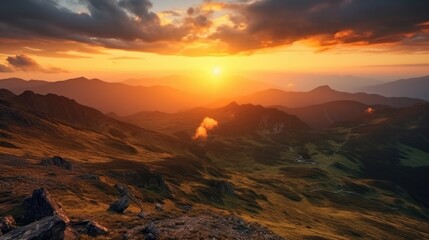 Wall Mural - View of the sunrise from the top of the mountains