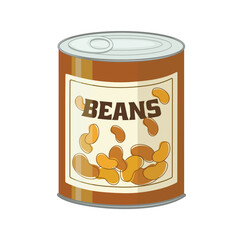 Wall Mural - Canned beans on white background 