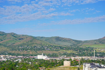 Wall Mural - Landscape of house and mountain in city Pocatello in the state of Idaho	