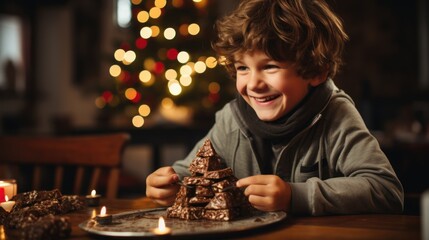 Wall Mural - child eating chocolate