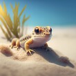 gecko kawaii au bord de la mer dune ile tropicale 