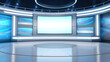 © PaulShlykov - Professional broadcast tv studio studio. News room interior