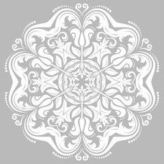 Wall Mural - oriental pattern with arabesques and floral elements. traditional classic round white ornament. vint