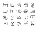 Movie, cinemas line icons. Editable stroke. For website marketing design, logo, app, template, ui, etc. Vector illustration.