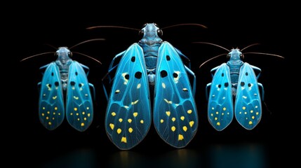 Insects : Lantern bug , Lanternfly or Fulgorid bug or planthopper : Blue lanternflies (Pyrops clavata mizunumai) isolated on white background.