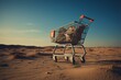 Concept banner depicting a discarded shopping cart, promoting the idea of not purchasing on a designated day. Generative AI