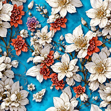 Seamless Patterns Delphinium Flowers
