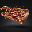 The pizza was cut into bite-sized pieces and floated into the air. Inviting you to enjoy deliciousness.
