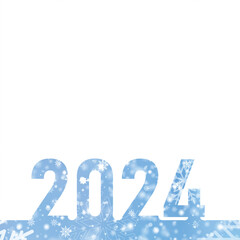 Wall Mural - 2024 Happy New Year card with falling snowflakes. Vector