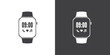 Smart watch device display with app icons, Smart watch icon in flat style. Smartwatch design symbol for apps and websites. clock icons