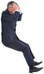 Aufkleber - digital png photo of senior caucasian businessman holding head on transparent background