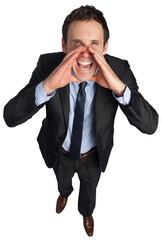 Canvas Print - Digital png photo of caucasian businessman shouting on transparent background