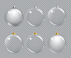 Wall Mural - christmas glass ball on transparent background. xmas ball realistic decoration can use any colour ba