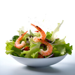 Wall Mural - salad with shrimp close-up on a light background