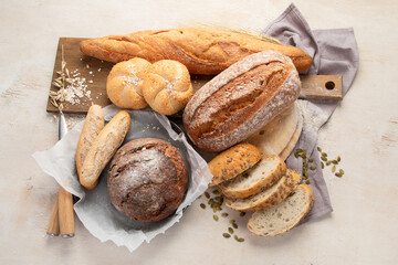 Wall Mural - Freshly baked delicious bread, healthy eating concept.