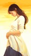 pregnant woman standing front sunset motherly simple portrait summer sunlight captures emotion movement fetus intense games talented