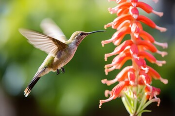 Poster - a hummingbird gathering nectar from a flower