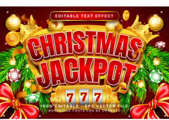 Poster - christmas jackpot 3d text effect and editable text effect with christmas background