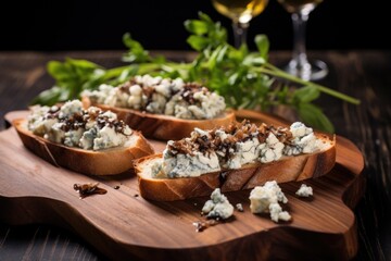 Sticker - bruschetta with crumbled blue cheese and truffle oil