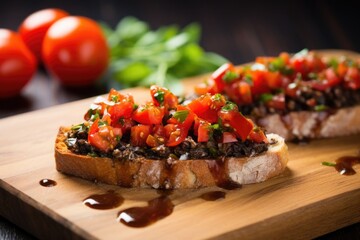 Wall Mural - bruschetta with anchovy and a dash of crushed pepper