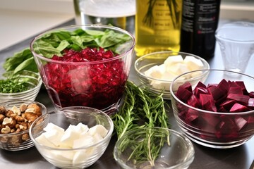 Canvas Print - raw ingredients for making beetroot bruschetta