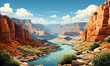 Grand Canyon, Arizona, United States scenery in illustrations, presentation images, travel image ideas, tourism promotion, postcards, Generative Ai