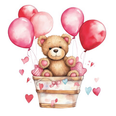 watercolor Cute pink teddy bear baby shower clipart