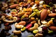 close-up shot of nuts in a trail mix