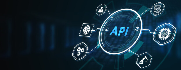 API - Application Programming Interface. Software development tool. Business, modern technology, internet and networking concept. 3d illustration