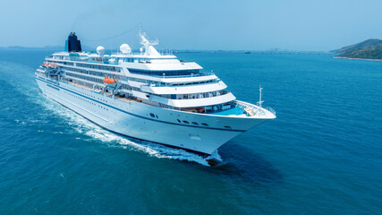 Wall Mural - cruise ship, cruise liners beautiful white cruise ship above luxury cruise in the ocean sea concept 