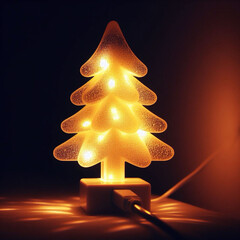 Cozy Christmas tree night light, light yellow lights, Christmas night light night photo, concept, high quality photo. Generative AI.