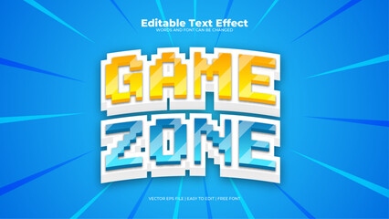 Wall Mural - Blue yellow and white game zone 3d editable text effect - font style