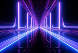 Fototapeta Przestrzenne - Neon illuminated futuristic backdrop realistic image, ultra hd, high design very detailed