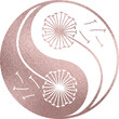 yin yang mit Pusteblume in rosegold mit transparentem Hintergrund 