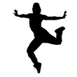 © anom_t - Silhouette of a woman in casual costume jumping or dancing pose.