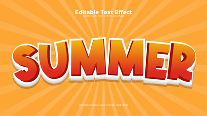 Wall Mural - Orange and white summer 3d editable text effect - font style