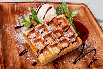 Sticker - belgian waffle with ice cream