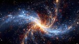Fototapeta Kosmos - Swirling galaxy of glowing digital stars, representing space technology