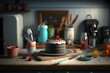 cakes on kitchen work surface award winning didital photography laura muthesius colour grading Canon EOS T5 35mm 4k ultra detailed super detailed photography octane render 