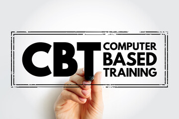 Poster - CBT Computer Based Training - education that is primarily administered using computers rather than an in-person instructor, acronym text concept stamp