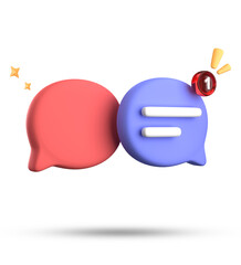 3d rendering of speech bubble with notification icons, 3D pastel chat icon set. Set of 3d speak bubble.