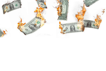 burning us dollar bills falling down